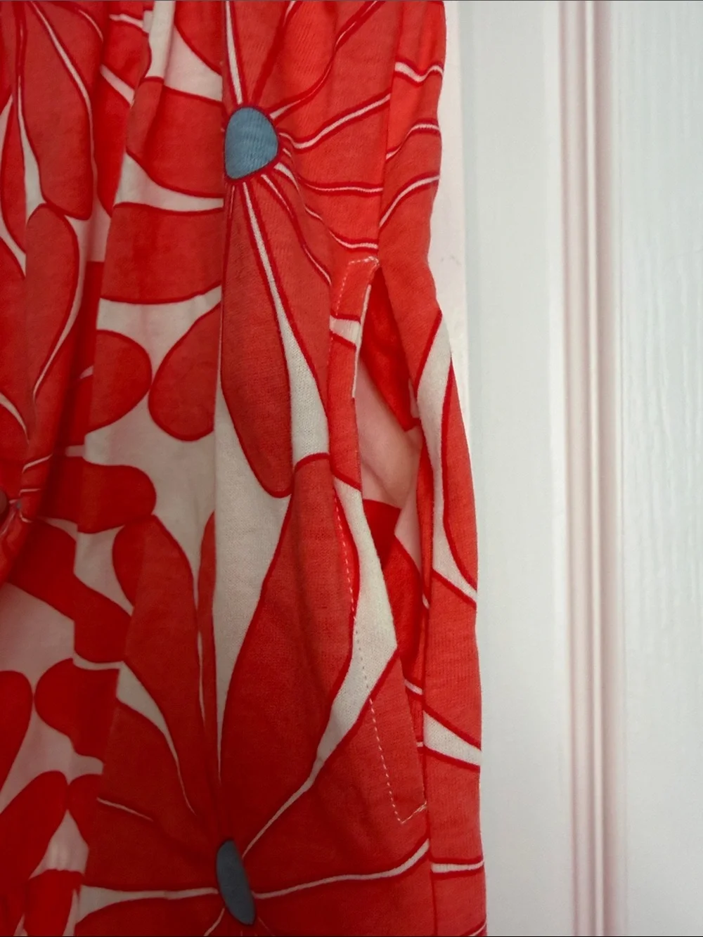 Mini Boden Girls Red Orange Floral Babydoll Tiered Dress 7-8